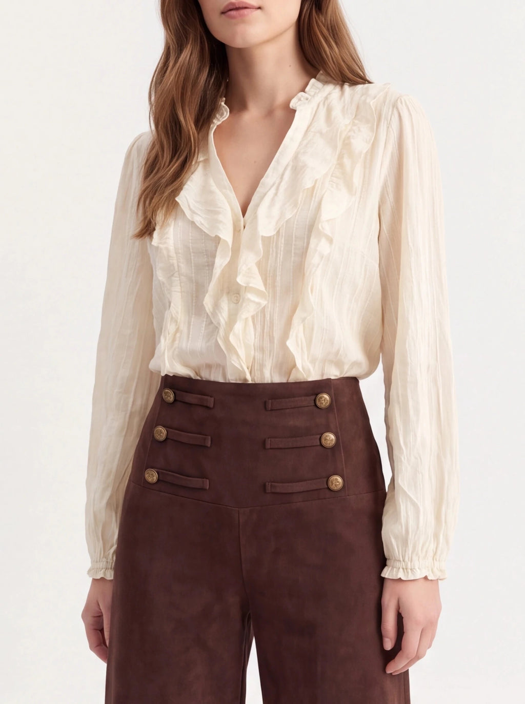 Blusa beige con volantes - La Flamencona Accesorios