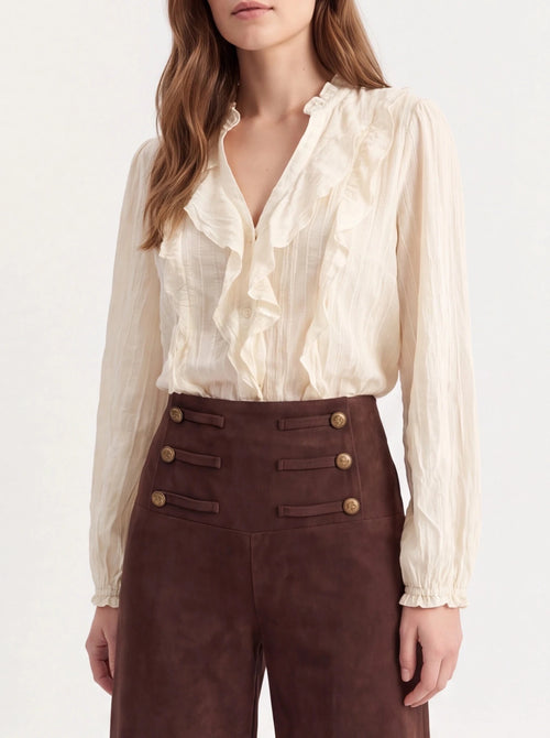 Blusa beige con volantes - La Flamencona Accesorios