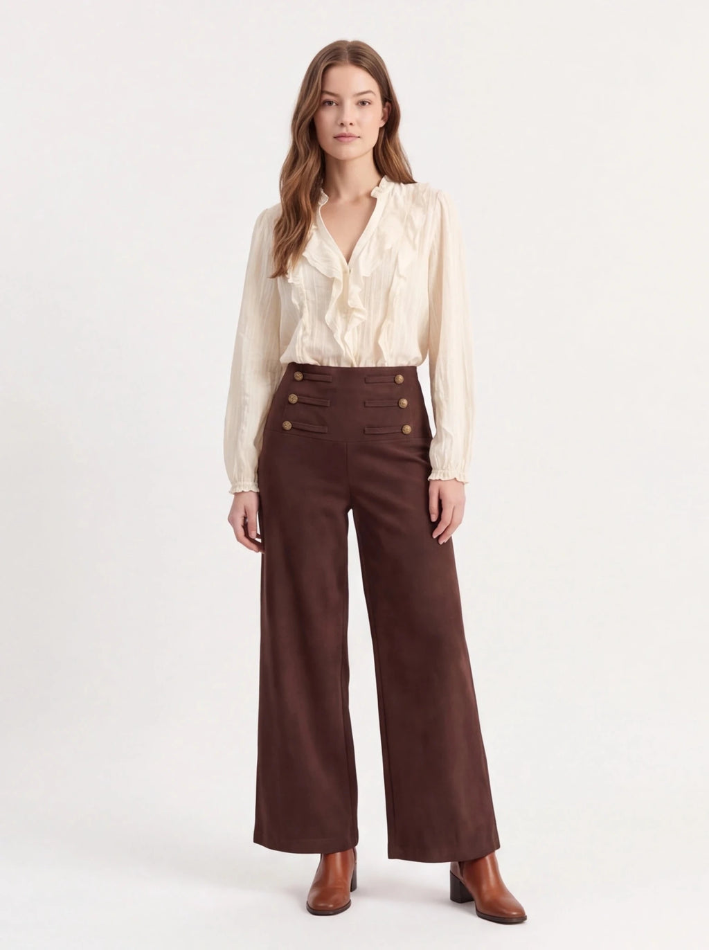 Blusa beige con volantes - La Flamencona Accesorios