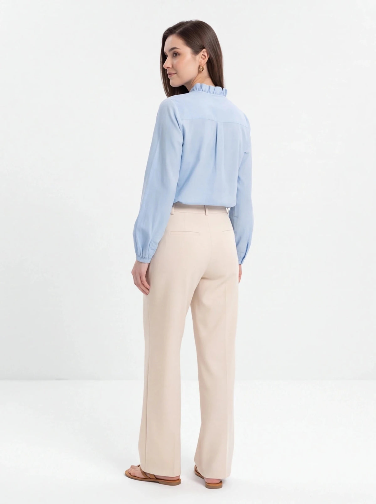 Blusa celeste con volante - La Flamencona Accesorios