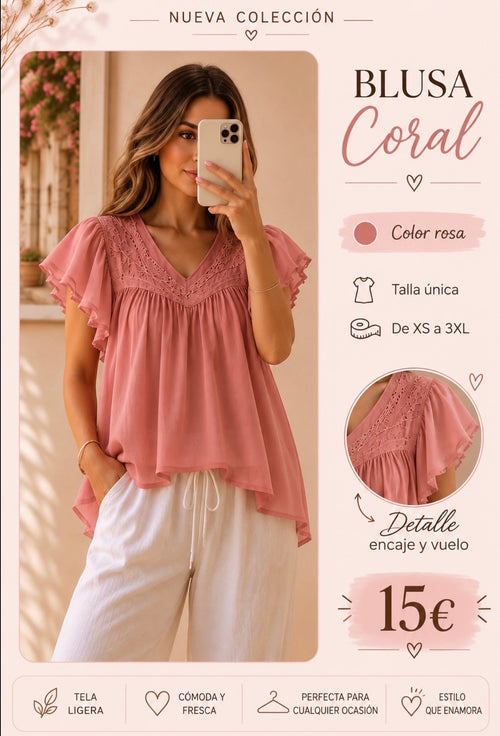 BLUSA CORAL - La Flamencona Accesorios
