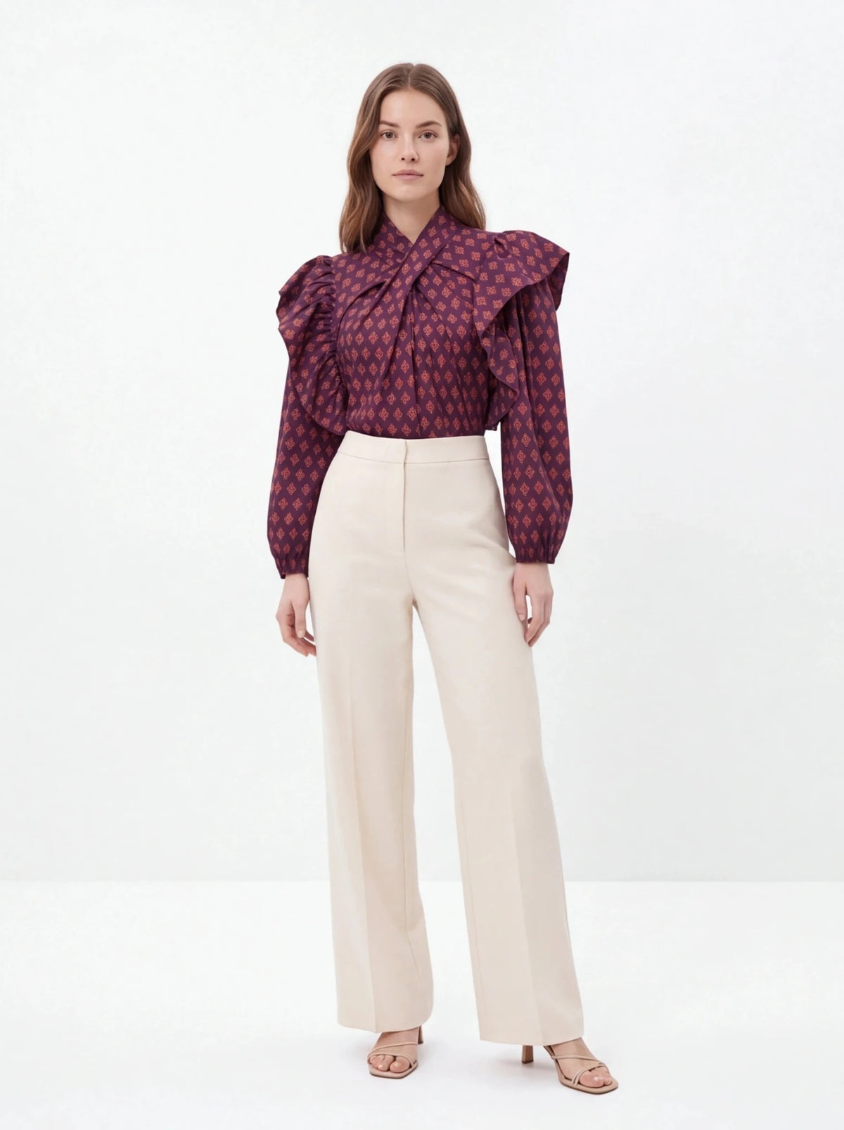 Blusa estampada con volantes - La Flamencona Accesorios