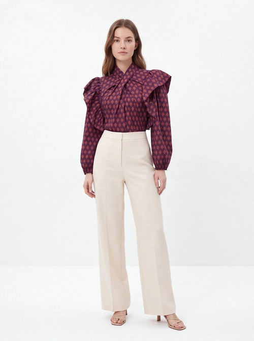Blusa estampada con volantes - La Flamencona Accesorios
