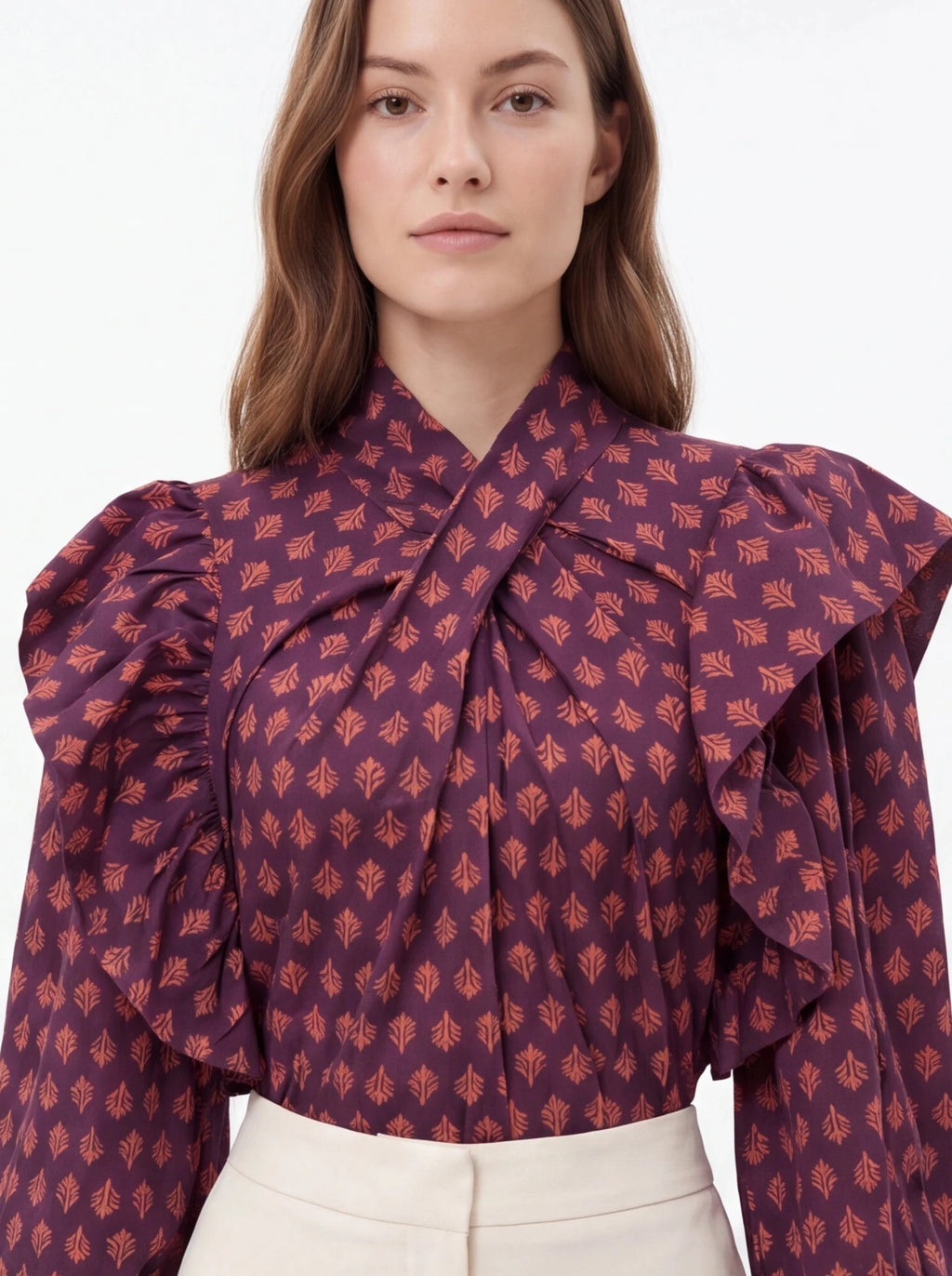 Blusa estampada con volantes - La Flamencona Accesorios