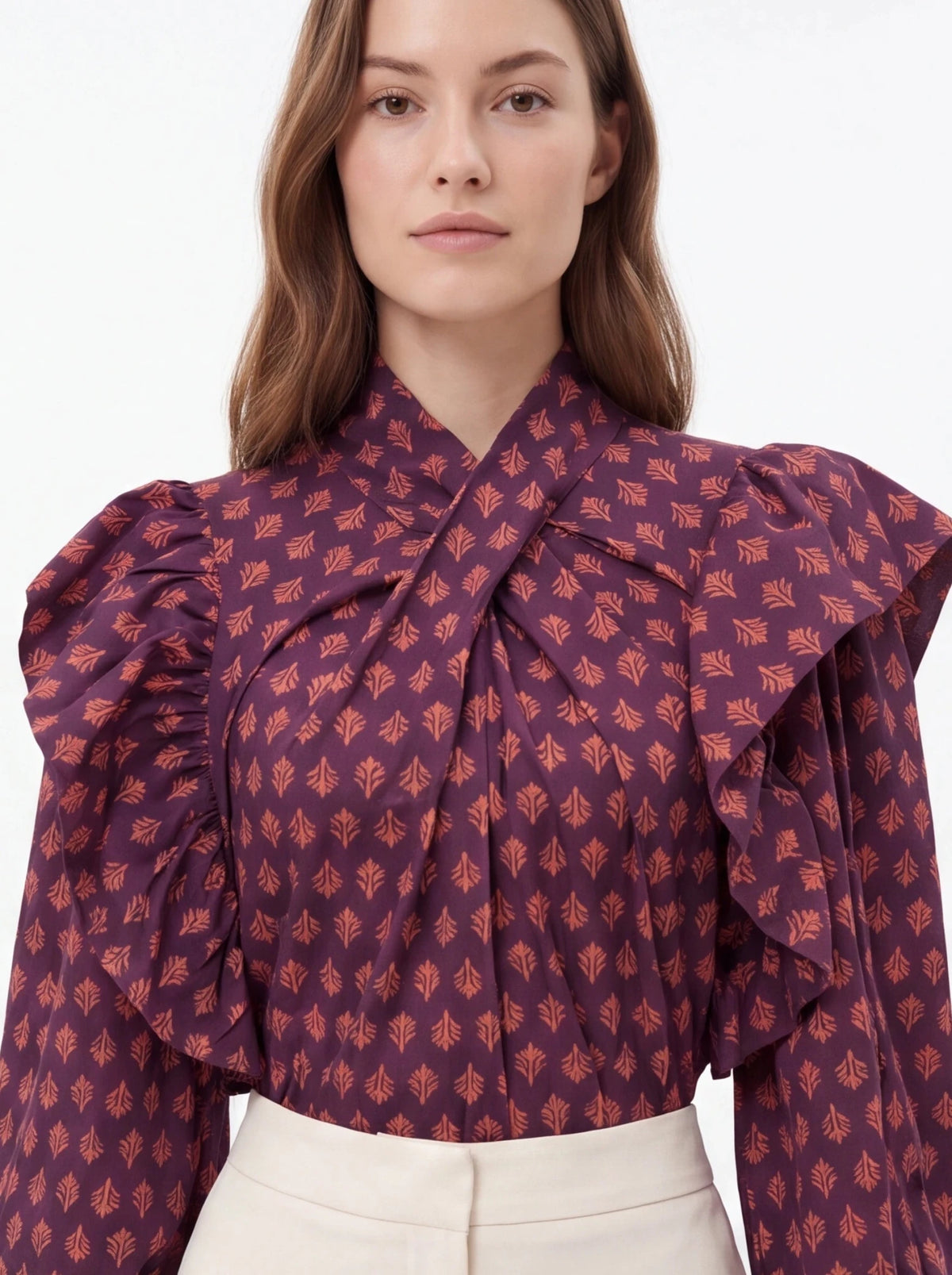 Blusa estampada con volantes - La Flamencona Accesorios