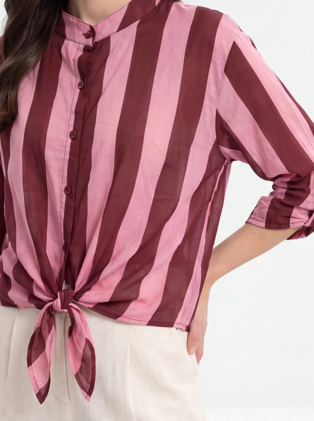 Blusa rayas Burdeos/rosa - La Flamencona Accesorios