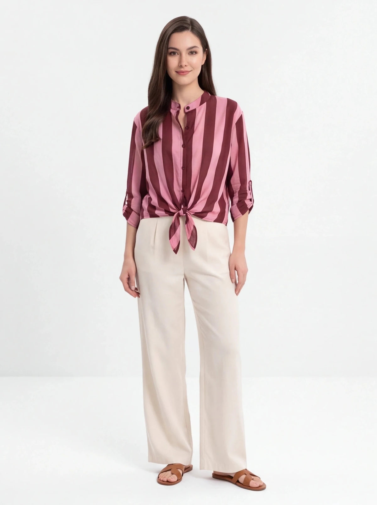 Blusa rayas Burdeos/rosa - La Flamencona Accesorios