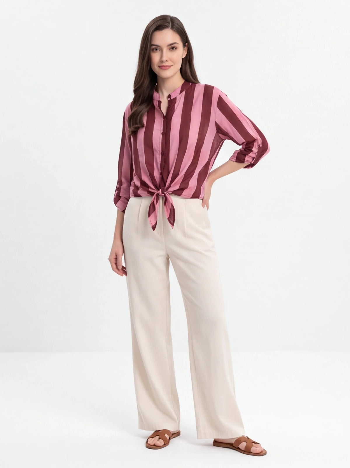 Blusa rayas Burdeos/rosa - La Flamencona Accesorios