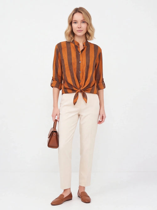 Blusa rayas marrón/chocolate - La Flamencona Accesorios