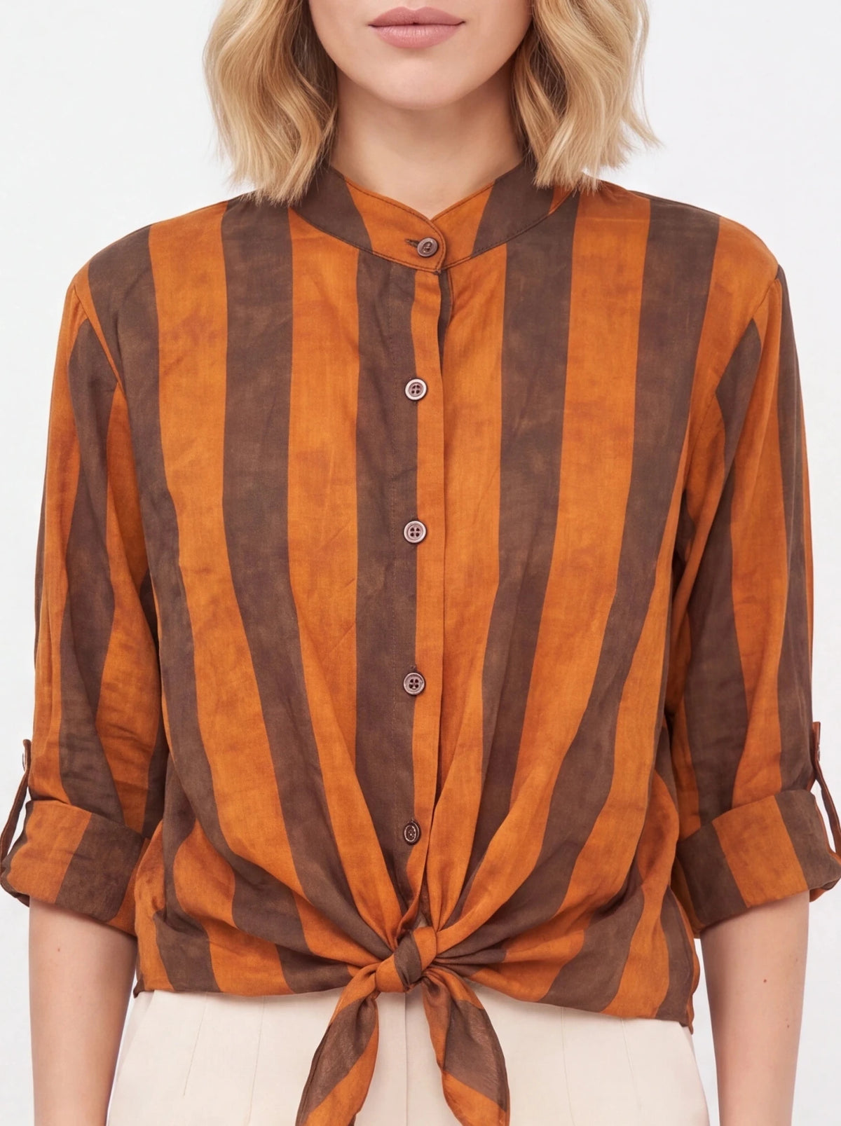 Blusa rayas marrón/chocolate - La Flamencona Accesorios