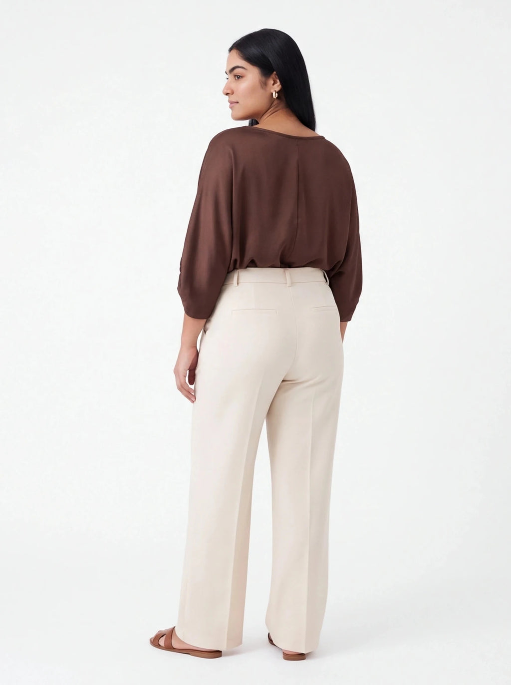 Blusa satinada chocolate - La Flamencona Accesorios