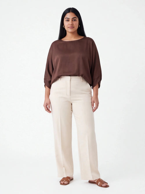 Blusa satinada chocolate - La Flamencona Accesorios