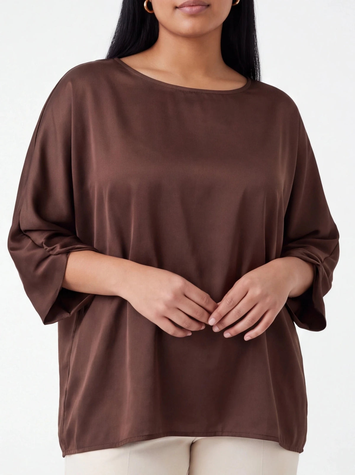 Blusa satinada chocolate - La Flamencona Accesorios
