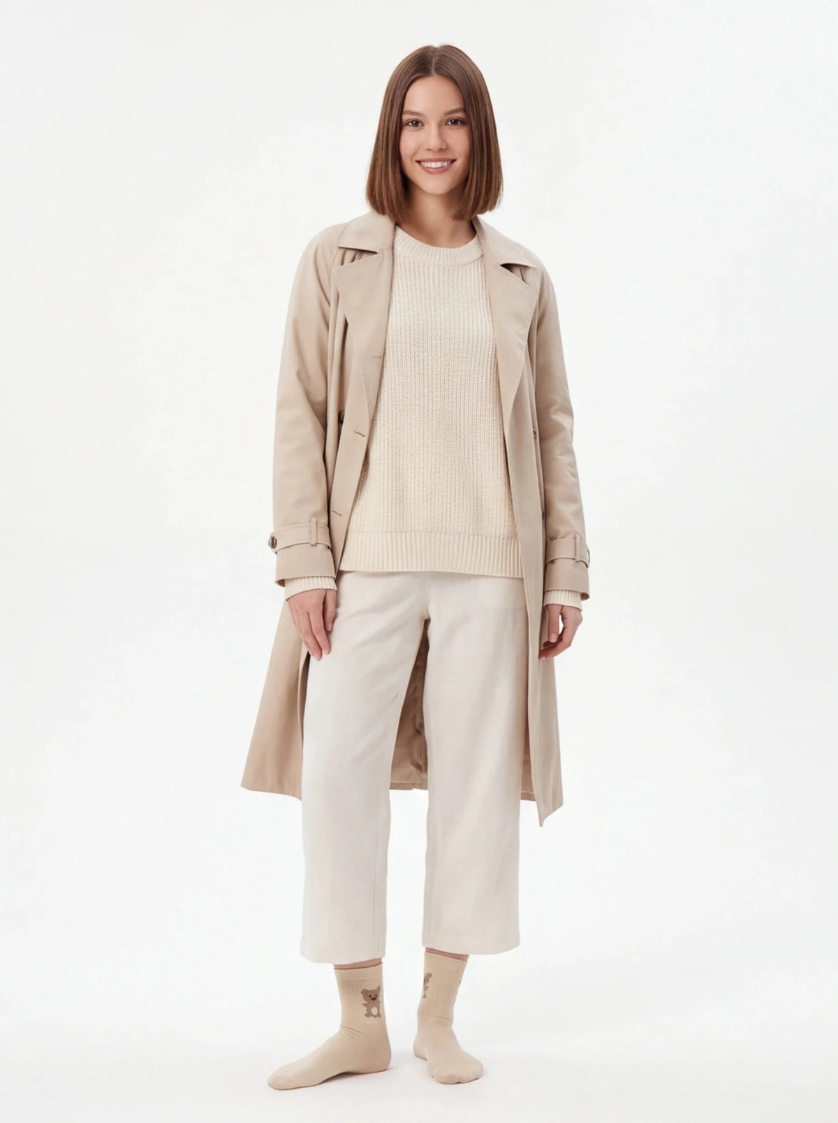 Calcetín mujer talla 35-50 | Diseño Oso Beige - La Flamencona Accesorios