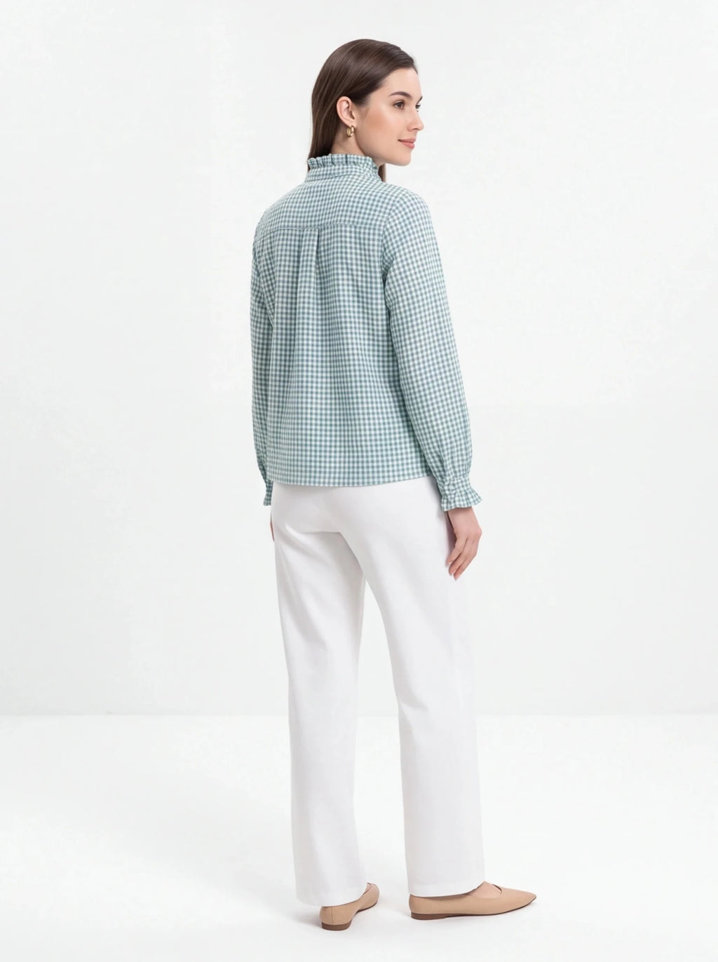 Camisa vichy cuello volante - La Flamencona Accesorios