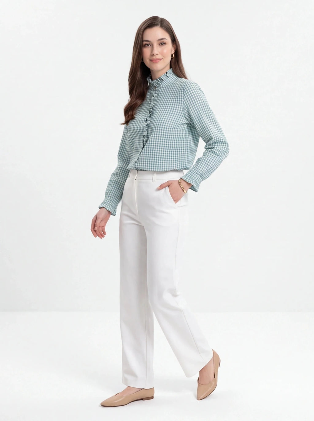 Camisa vichy cuello volante - La Flamencona Accesorios