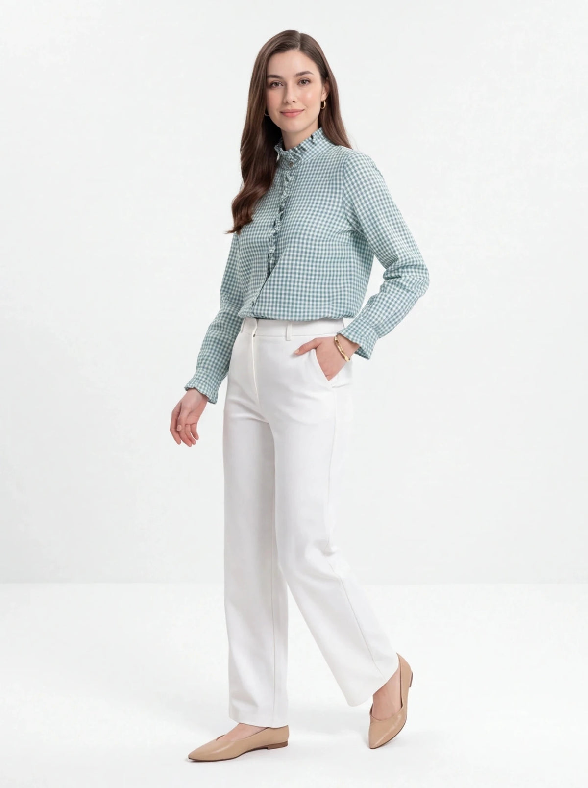 Camisa vichy cuello volante - La Flamencona Accesorios