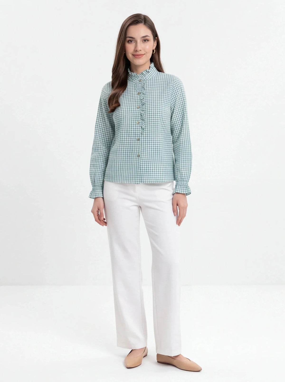 Camisa vichy cuello volante - La Flamencona Accesorios