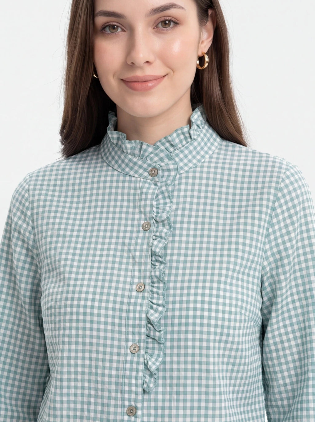 Camisa vichy cuello volante - La Flamencona Accesorios