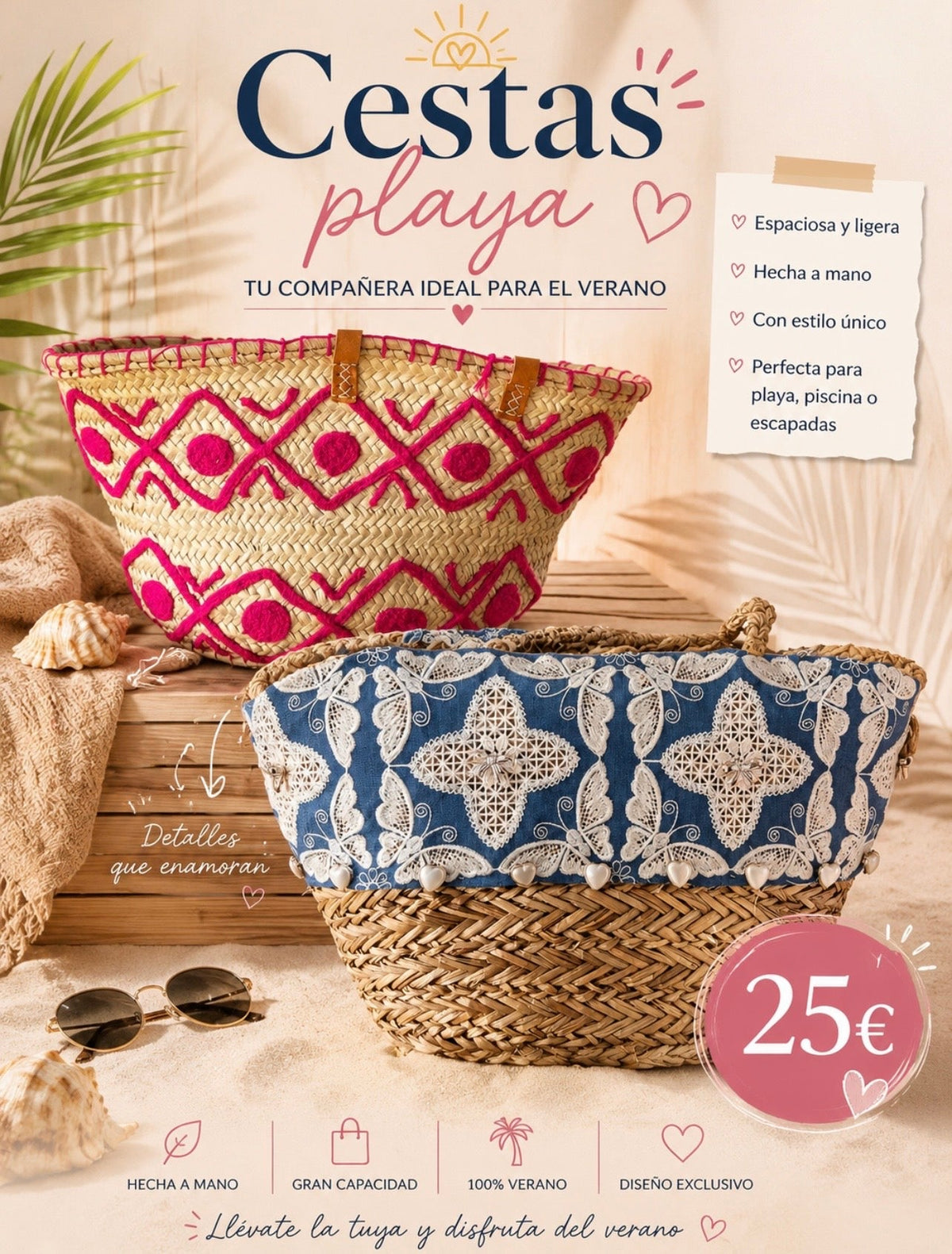 CESTAS PLAYA - La Flamencona Accesorios