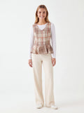 Chaleco beige de cuadros - La Flamencona Accesorios