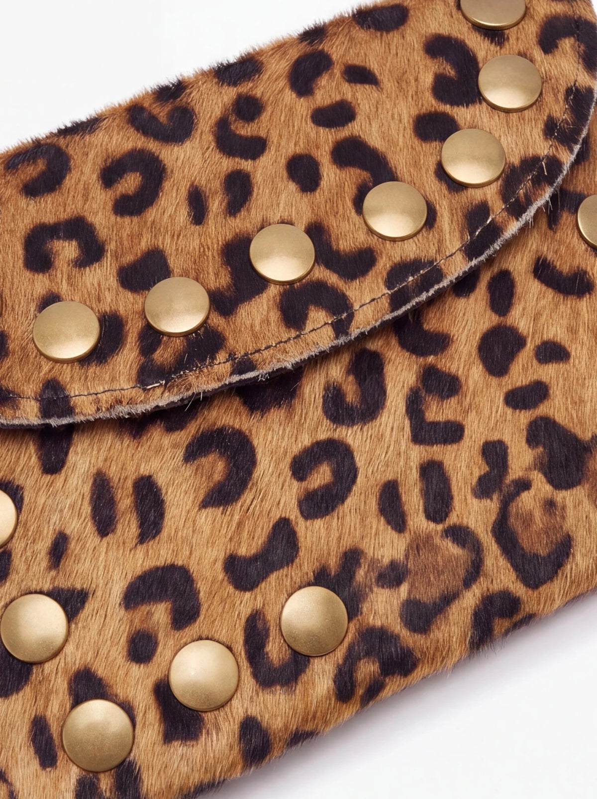 Clutch de Pelo con Estampado Leopardo - La Flamencona Accesorios
