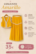 Conjunto amarillo blusa cruzada sin mangas talla 42 - La Flamencona Accesorios