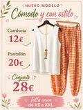 Conjunto blusa y pantalón vichy, talla única blanca - La Flamencona Accesorios