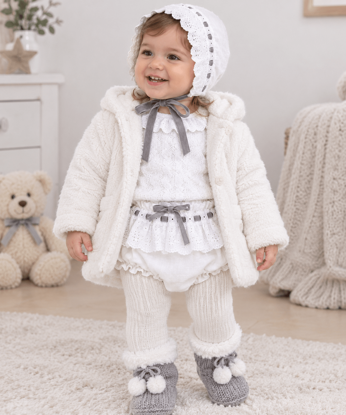 Conjunto cubre y capota gris 24 meses - La Flamencona Accesorios