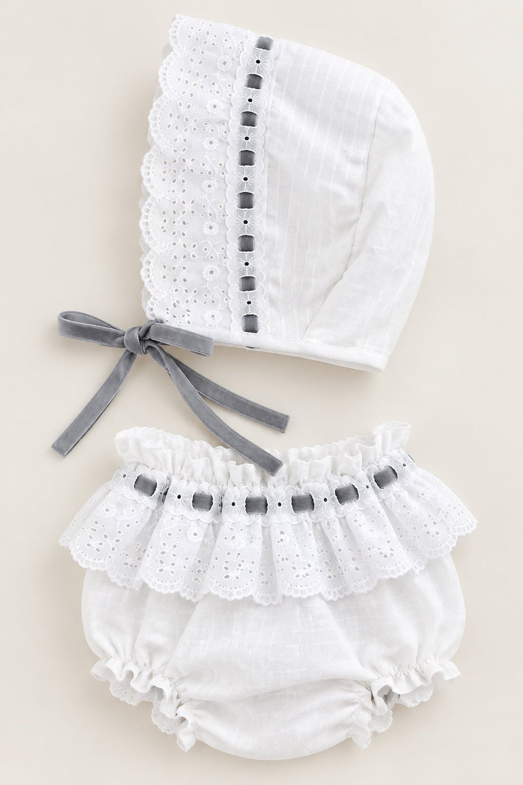 Conjunto cubre y capota gris 24 meses - La Flamencona Accesorios