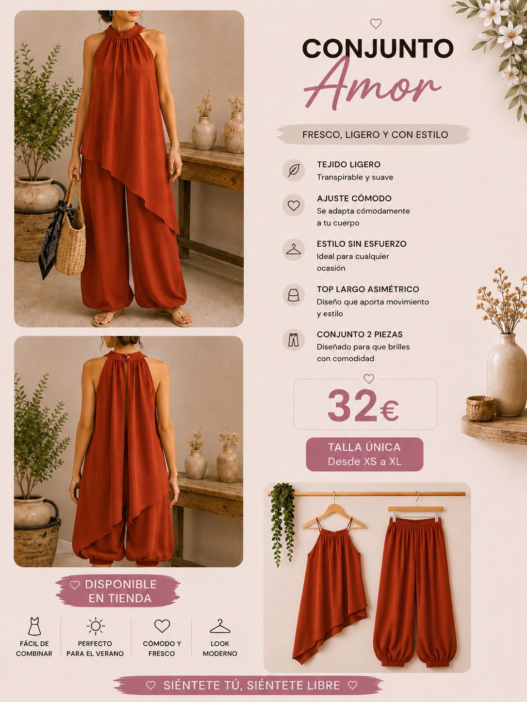 Conjunto de ropa asimétrico talla única - La Flamencona Accesorios