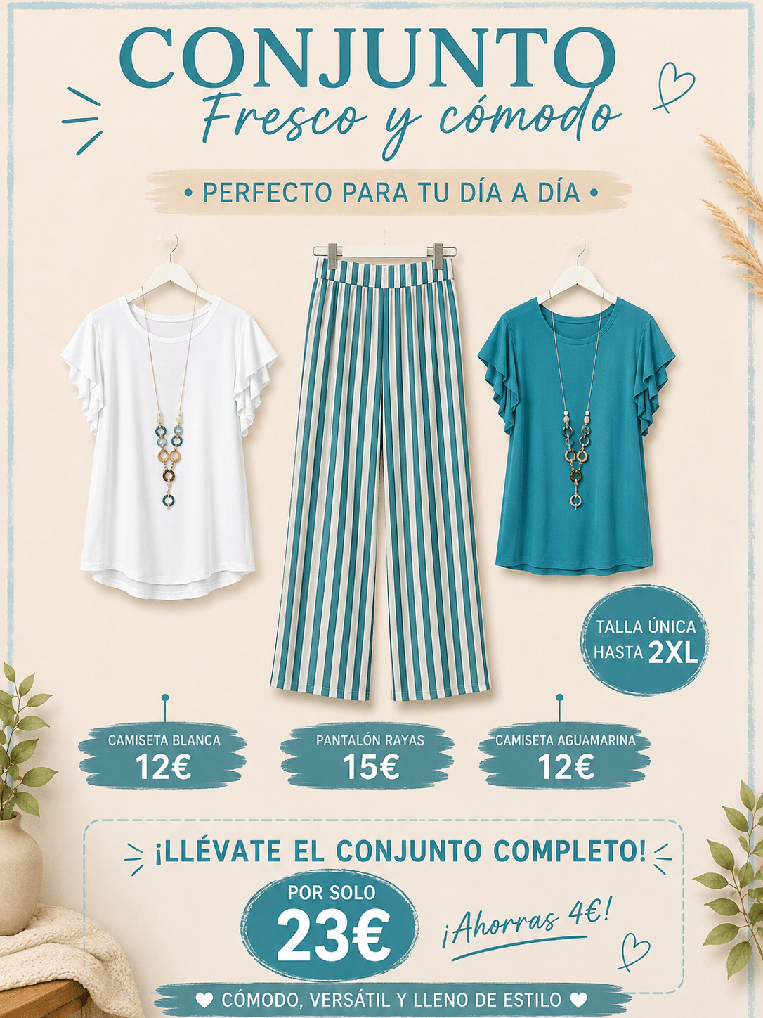 Conjunto pantalón a rayas y camiseta de volantes - La Flamencona Accesorios
