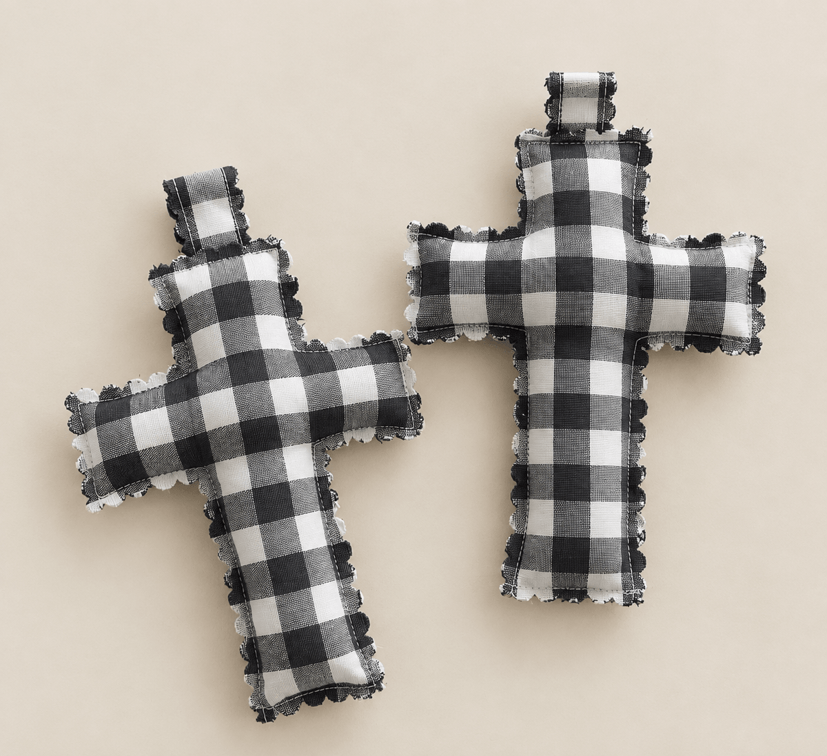 Cruz Tela Vichy Negra/Blanca - La Flamencona Accesorios