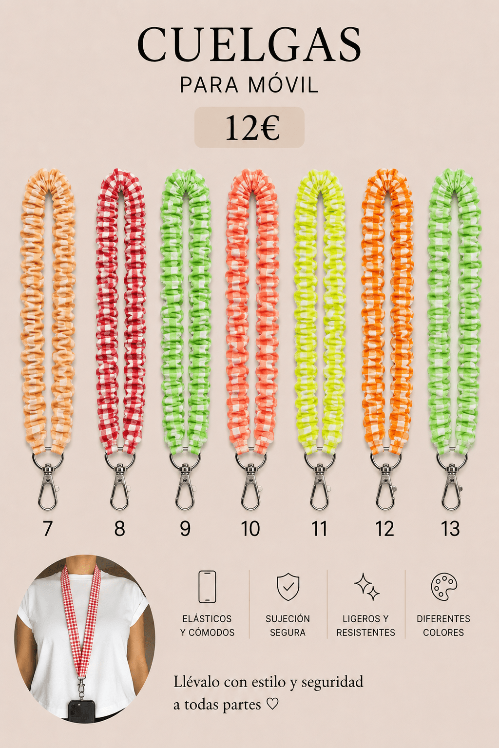 Cuelga vichy fruncido - La Flamencona Accesorios