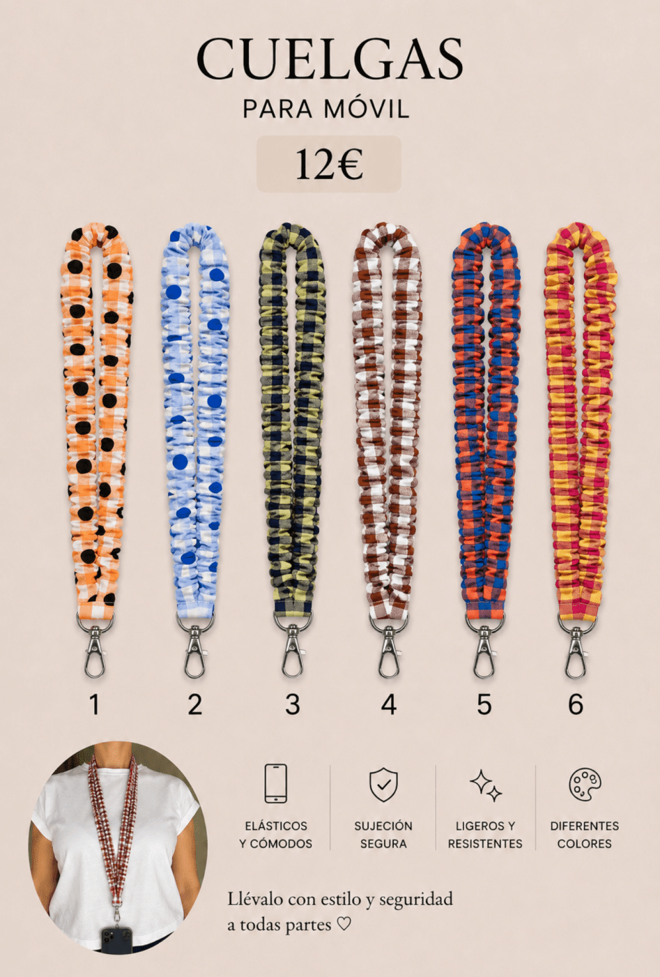 Cuelga Vichy Fruncido - Estilo y Elegancia - La Flamencona Accesorios