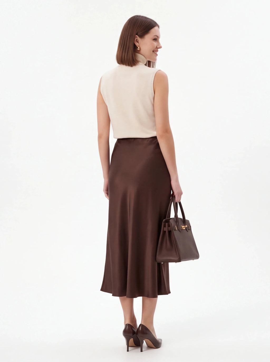 Falda satinada chocolate - La Flamencona Accesorios