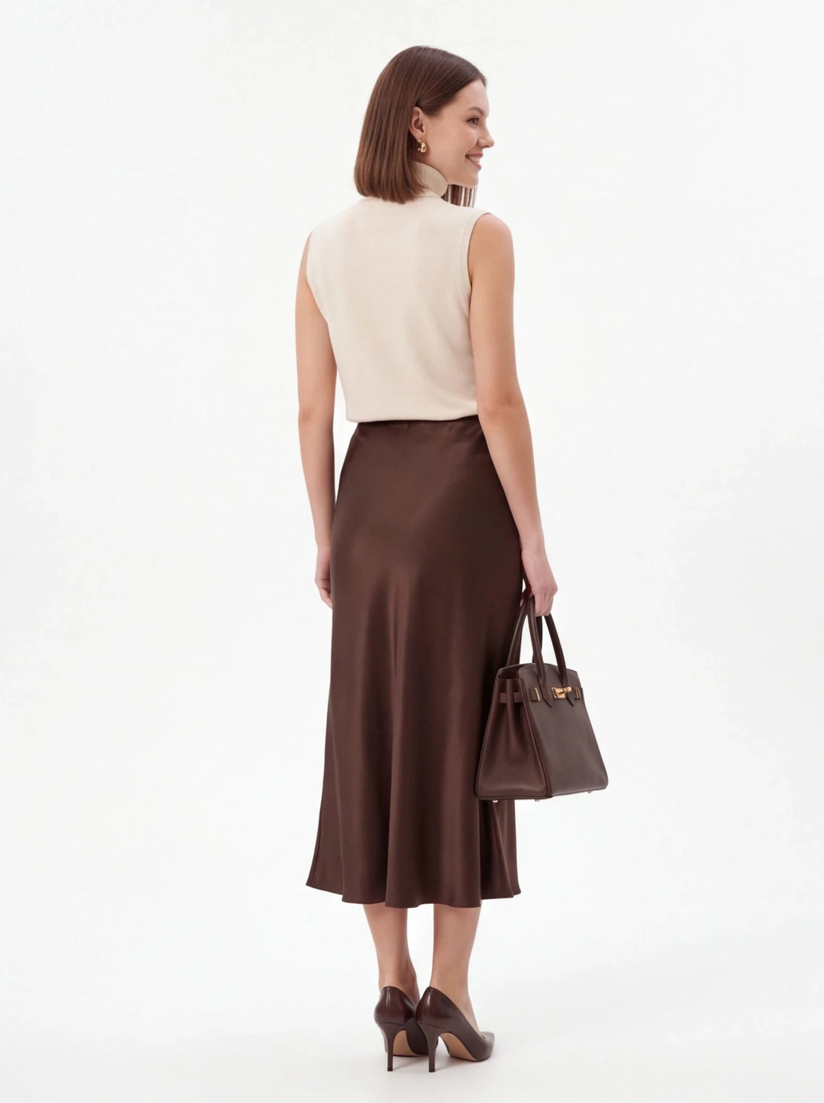 Falda satinada chocolate - La Flamencona Accesorios