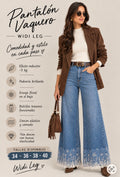 Jeans Wide Leg Bordado - La Flamencona Accesorios