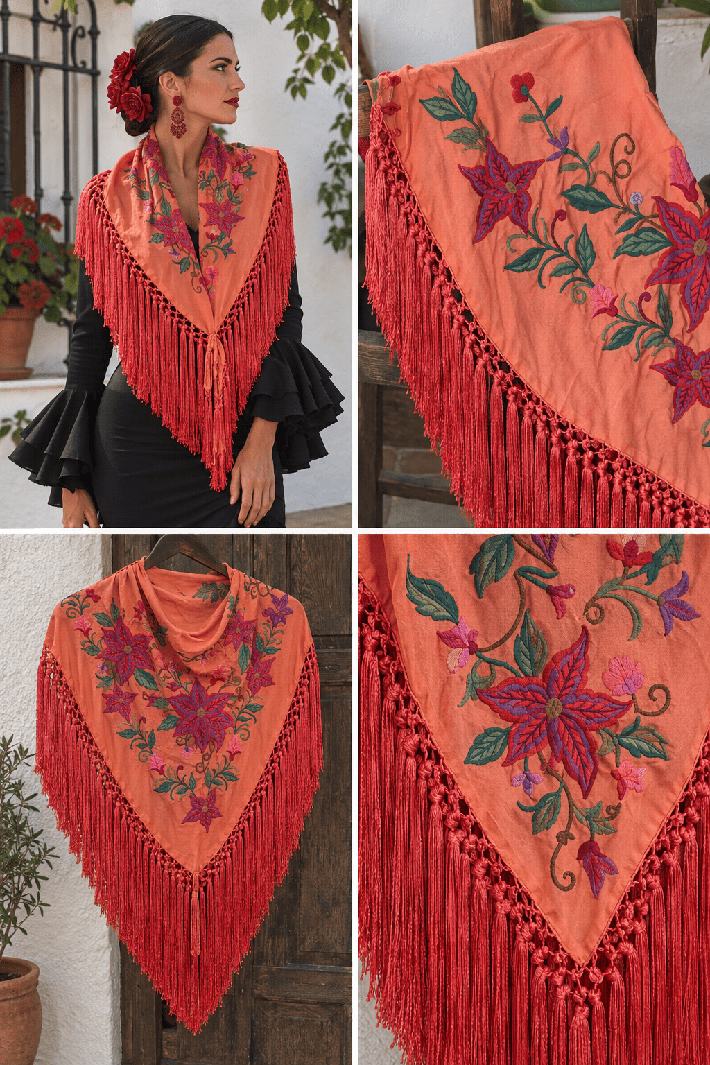 MANTONCILLO BORDADO FLORES - La Flamencona Accesorios