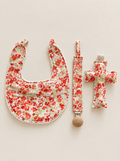 Pack Babero Chupetero y Cruz - Floral - La Flamencona Accesorios