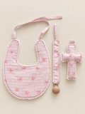 Pack Babero Chupetero y Cruz - Lazos - La Flamencona Accesorios