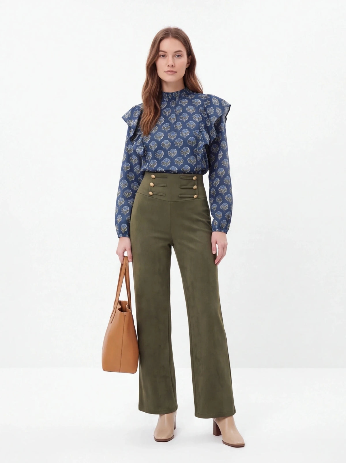 Pantalón antelina caqui - La Flamencona Accesorios
