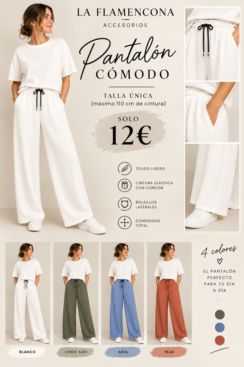 Pantalón chándal wide leg - La Flamencona Accesorios