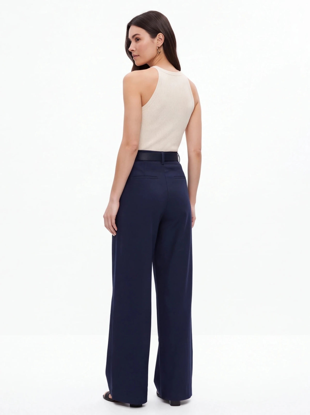 Pantalón pinzas fluido azul marino - La Flamencona Accesorios