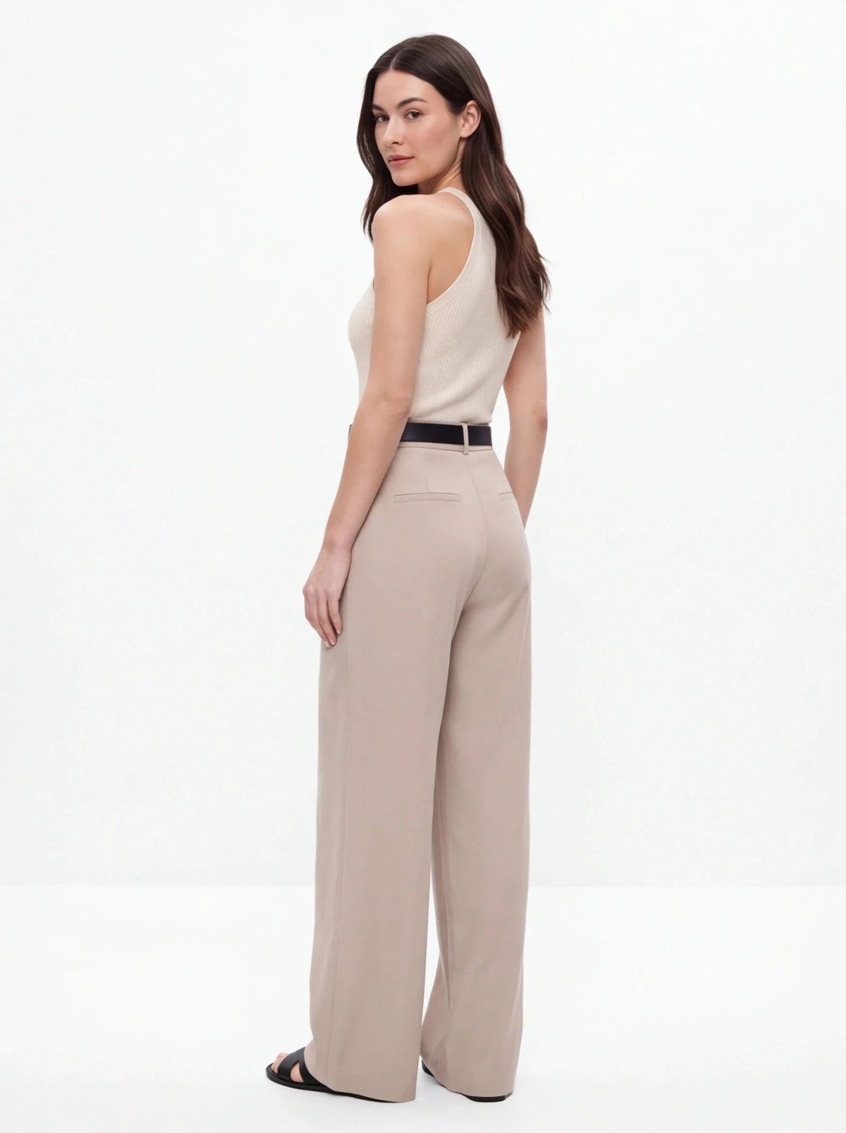 Pantalón pinzas fluido beige - La Flamencona Accesorios