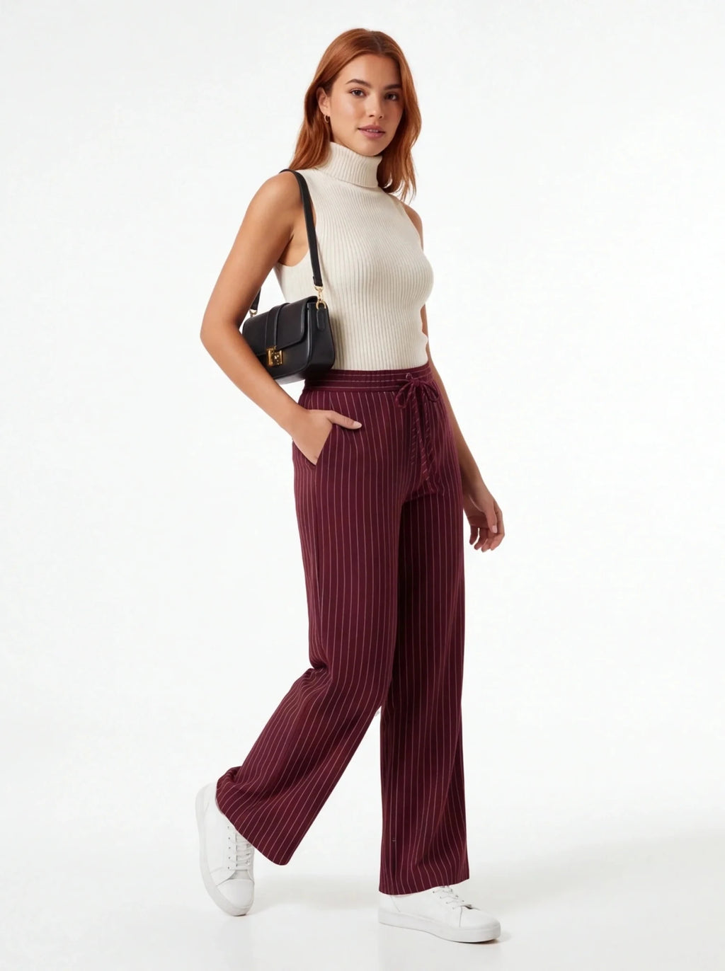 Pantalón rayas diplomáticas Burdeos - La Flamencona Accesorios