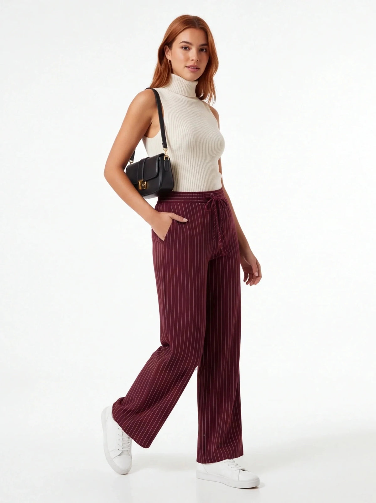 Pantalón rayas diplomáticas Burdeos - La Flamencona Accesorios