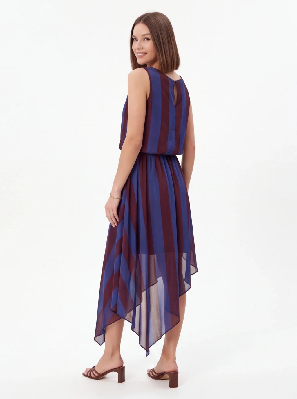 Vestido asimétrico de rayas talla única XS a M - La Flamencona Accesorios