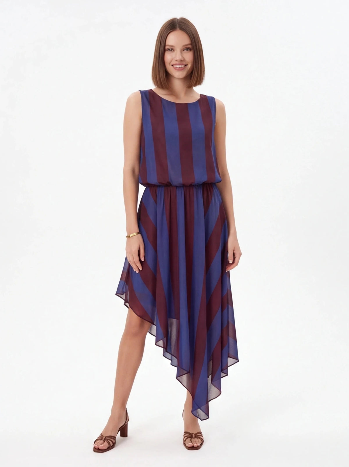 Vestido asimétrico de rayas talla única XS a M - La Flamencona Accesorios