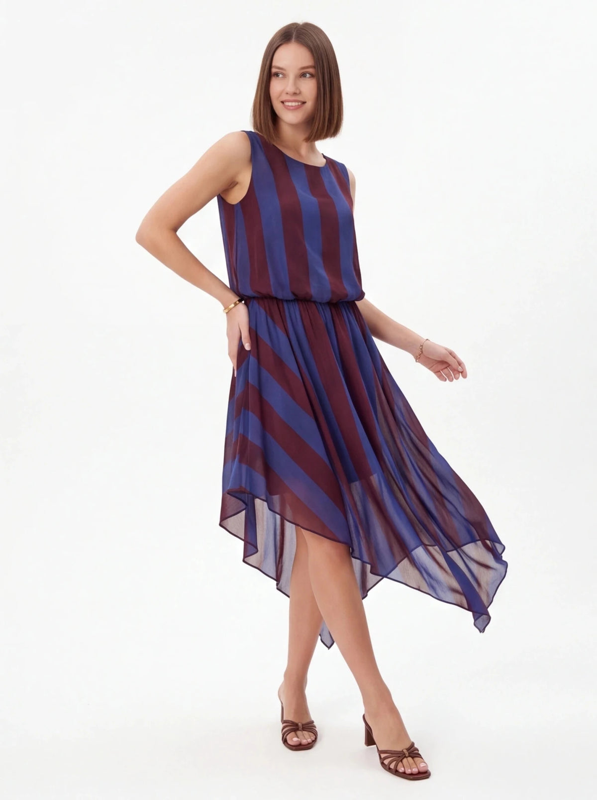 Vestido asimétrico de rayas talla única XS a M - La Flamencona Accesorios